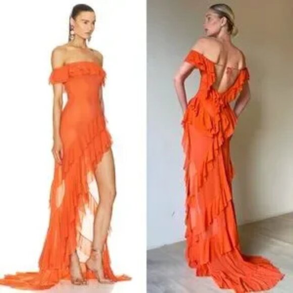 Helsa The Thea Gown in Orange Size Medium NEW! New with tags! - Picture 3 of 16